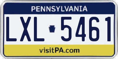 PA license plate LXL5461