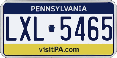 PA license plate LXL5465