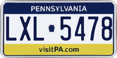 PA license plate LXL5478