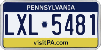 PA license plate LXL5481