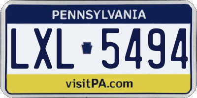 PA license plate LXL5494