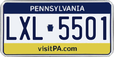 PA license plate LXL5501