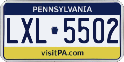 PA license plate LXL5502