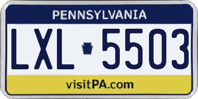 PA license plate LXL5503