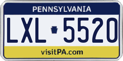 PA license plate LXL5520