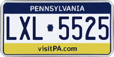 PA license plate LXL5525