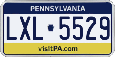 PA license plate LXL5529