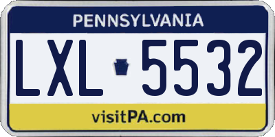 PA license plate LXL5532