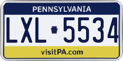PA license plate LXL5534