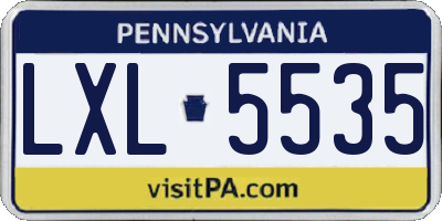 PA license plate LXL5535