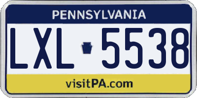 PA license plate LXL5538