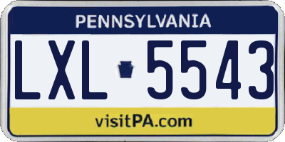 PA license plate LXL5543