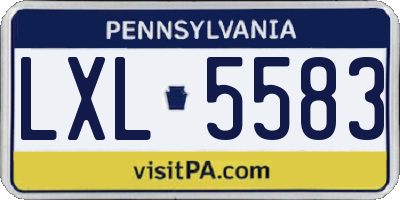 PA license plate LXL5583
