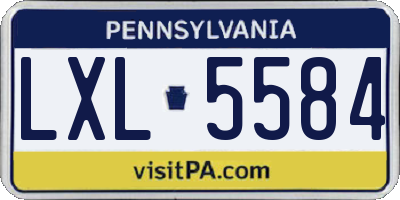 PA license plate LXL5584