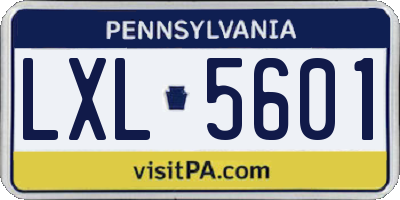 PA license plate LXL5601