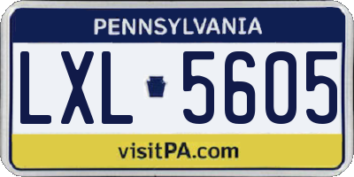 PA license plate LXL5605