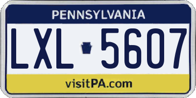 PA license plate LXL5607