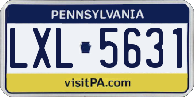 PA license plate LXL5631