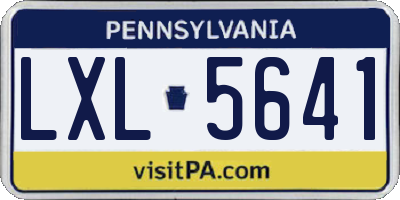 PA license plate LXL5641