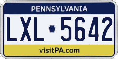 PA license plate LXL5642