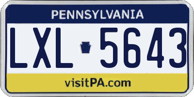 PA license plate LXL5643