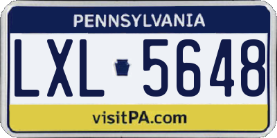 PA license plate LXL5648