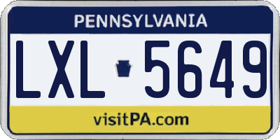 PA license plate LXL5649