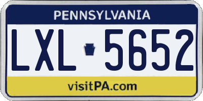 PA license plate LXL5652
