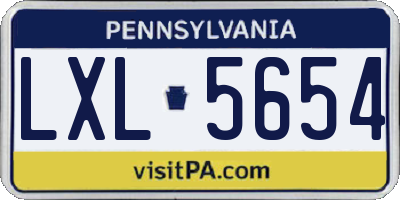 PA license plate LXL5654