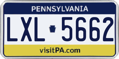 PA license plate LXL5662