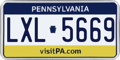 PA license plate LXL5669