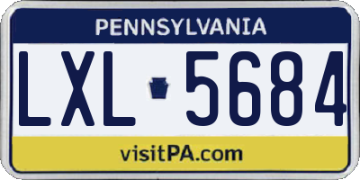 PA license plate LXL5684