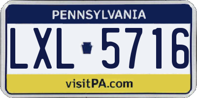 PA license plate LXL5716