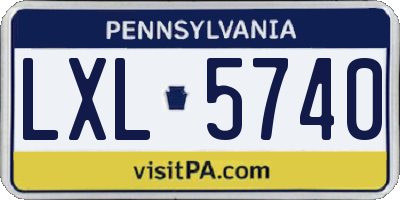PA license plate LXL5740