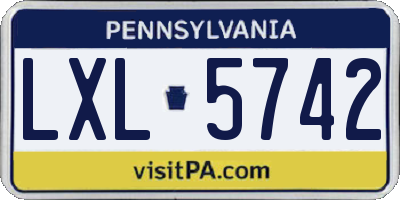 PA license plate LXL5742
