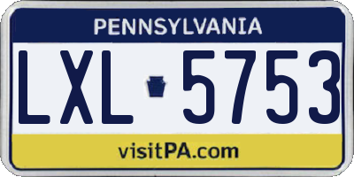 PA license plate LXL5753