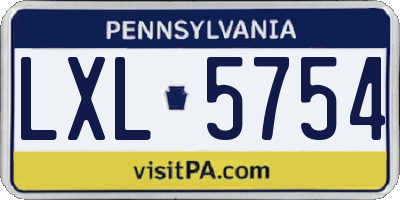 PA license plate LXL5754