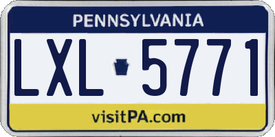 PA license plate LXL5771