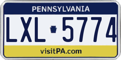 PA license plate LXL5774
