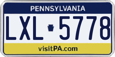 PA license plate LXL5778
