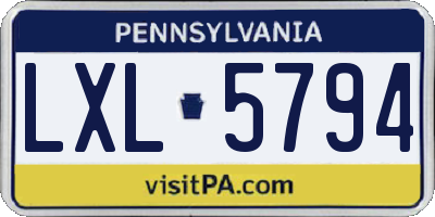 PA license plate LXL5794