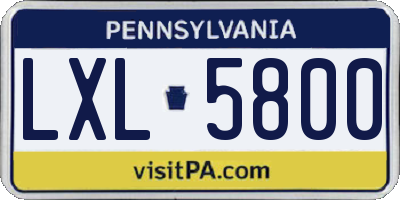 PA license plate LXL5800