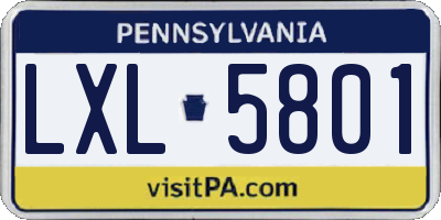 PA license plate LXL5801