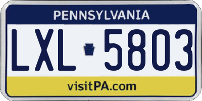 PA license plate LXL5803