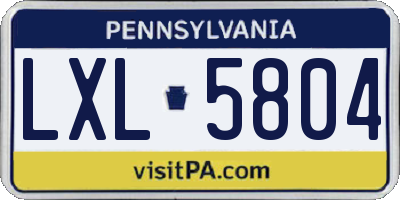 PA license plate LXL5804
