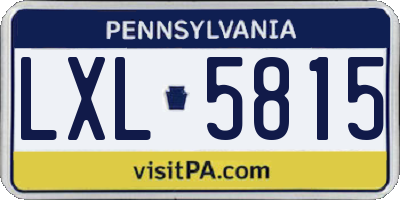 PA license plate LXL5815