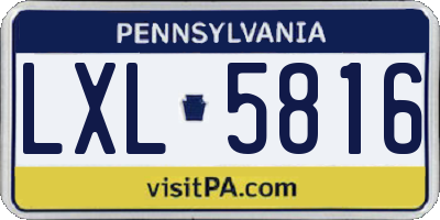 PA license plate LXL5816