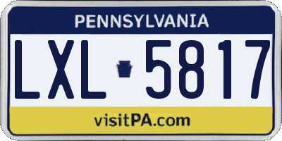 PA license plate LXL5817