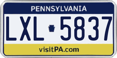 PA license plate LXL5837