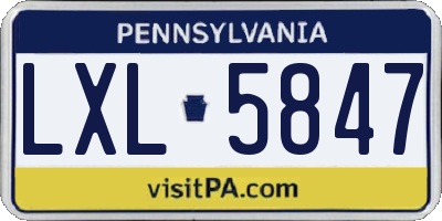 PA license plate LXL5847